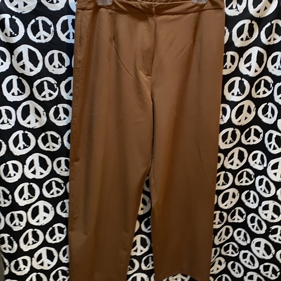 ADOLFO STUDIO WIDE LEG CARAMEL BROWN DRESS SUIT PANTS SZ 12 - Picture 3 of 12